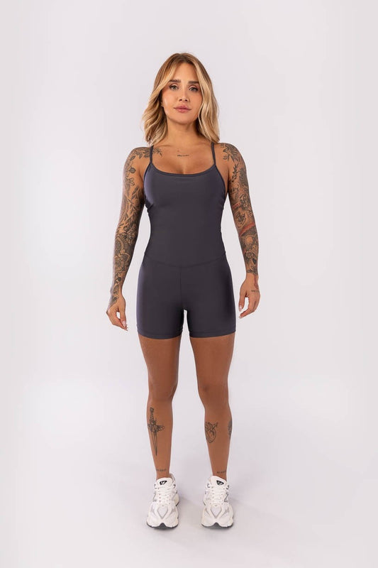 Cross-Strap Romper (Dark Gray)