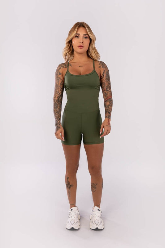 Cross-Strap Romper (Military Green)