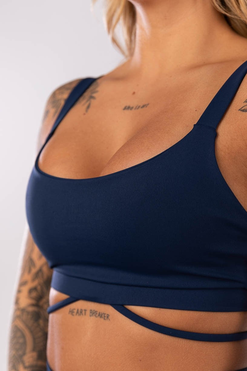 Shorts + Top with Bottom Strap Detail (Navy Blue)