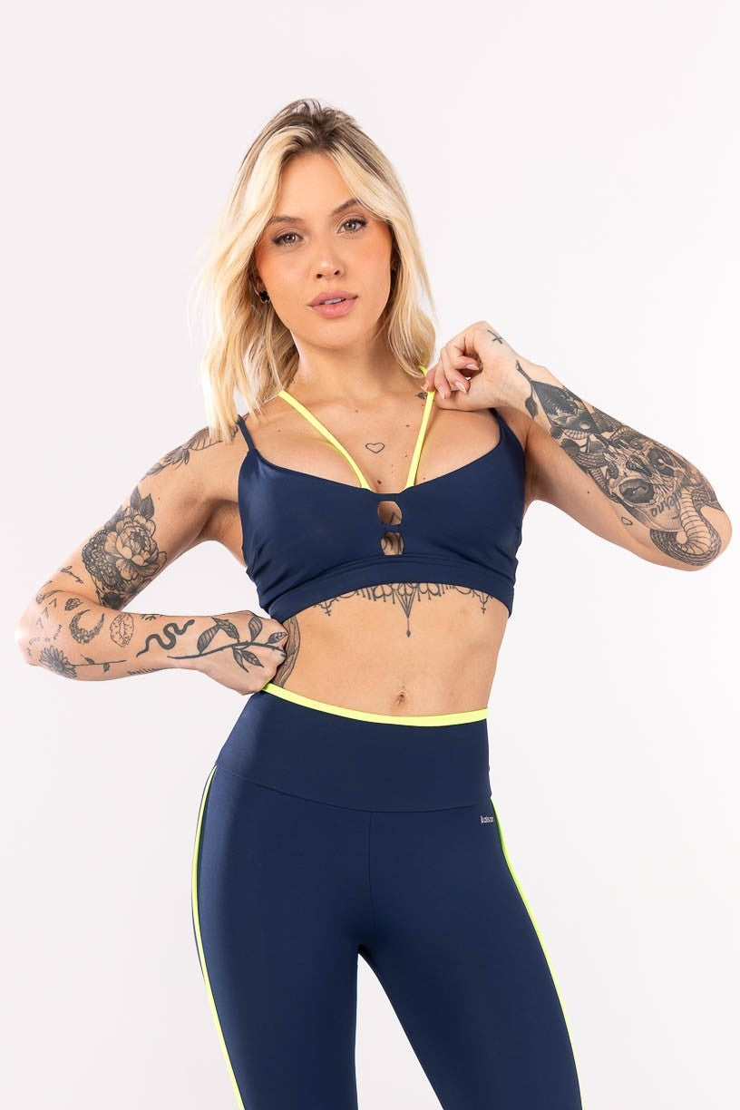Top + Pants (Navy Blue / Neon Yellow)