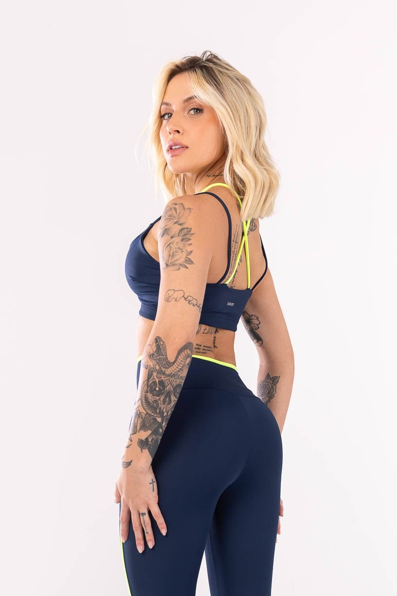 Top + Pants (Navy Blue / Neon Yellow)