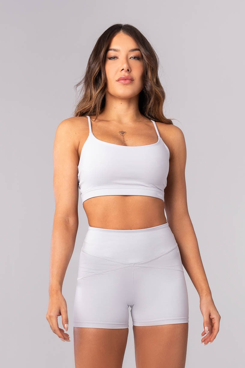 Shorts + Top with Draped Back (Light Gray)