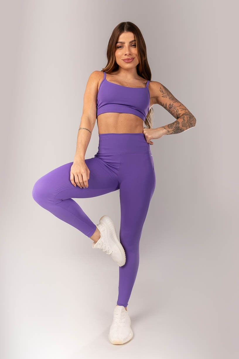 Top + Leggings with Back Cutouts (Violet)
