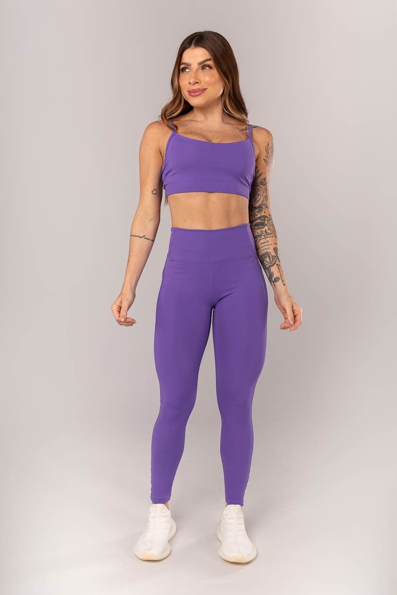 Top + Leggings with Back Cutouts (Violet)