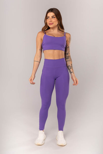 Top + Leggings with Back Cutouts (Violet)