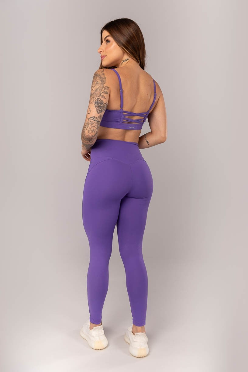 Top + Leggings with Back Cutouts (Violet)