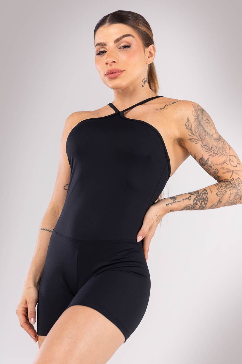 Romper with Unique Adjustable Straps (Black)