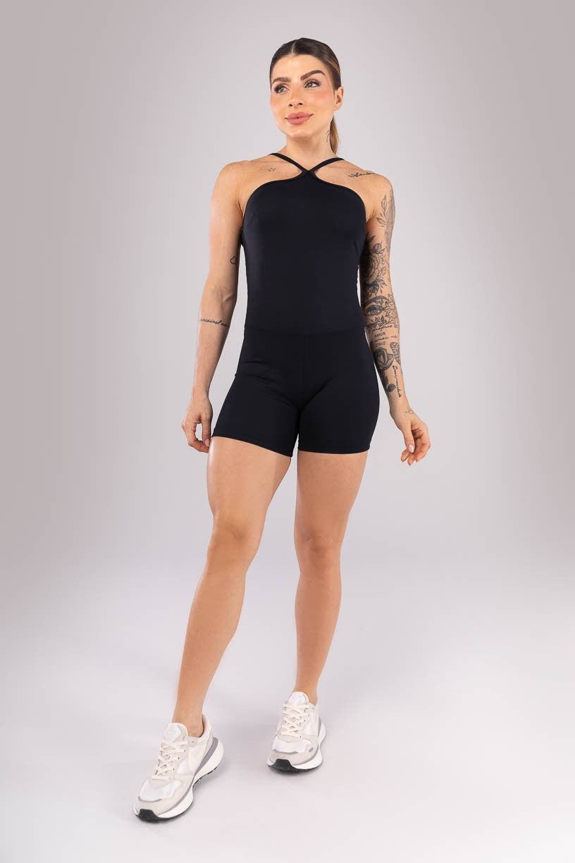 Romper with Unique Adjustable Straps (Black)