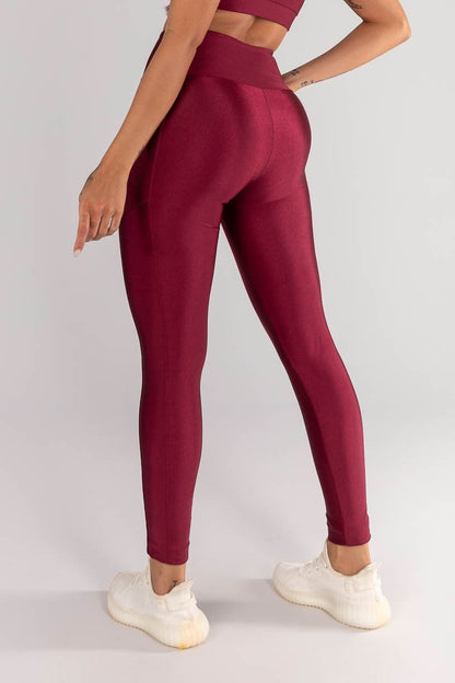Top + Leggings with Side Pockets (Burgundy)