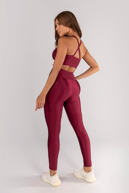 Top + Leggings with Side Pockets (Burgundy)