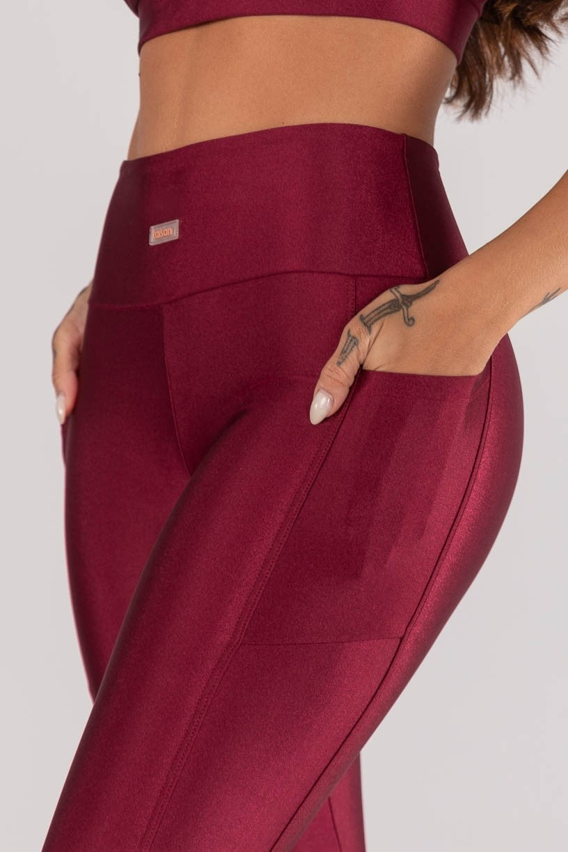 Top + Leggings with Side Pockets (Burgundy)