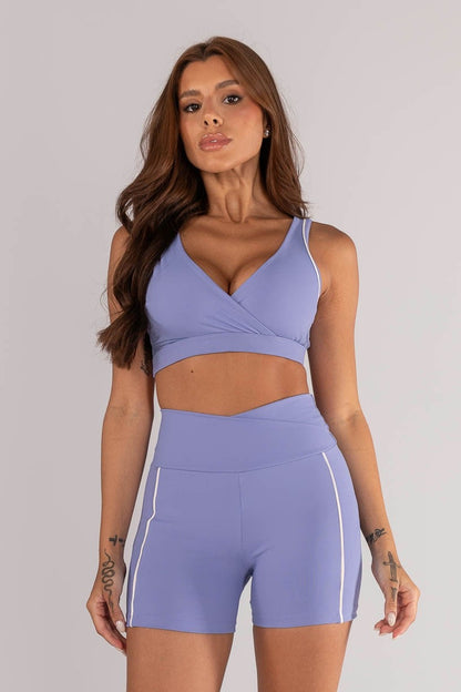 Shorts + Top with Crossover Front and Piping Detail on the Binding (Lavender / Vanilla)