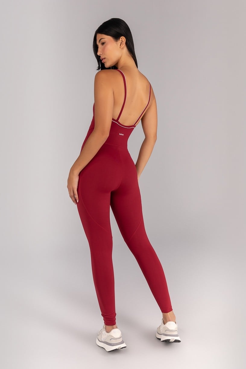 Standard Jumpsuit (Burgundy / Off-White)