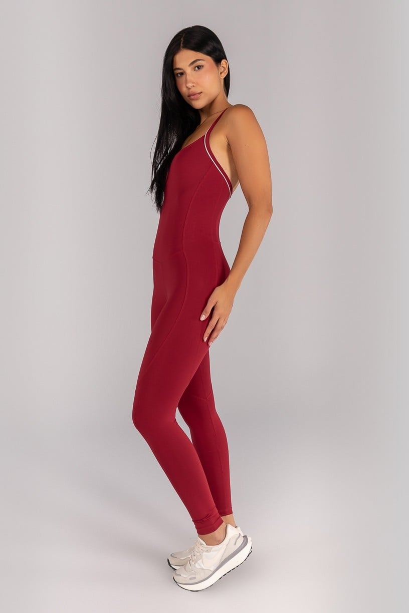 Standard Jumpsuit (Burgundy / Off-White)