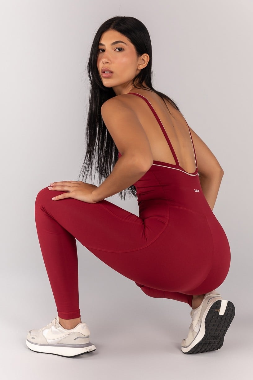 Standard Jumpsuit (Burgundy / Off-White)