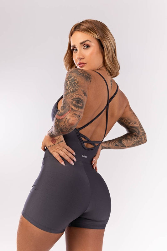 Cross-Strap Romper (Dark Gray)