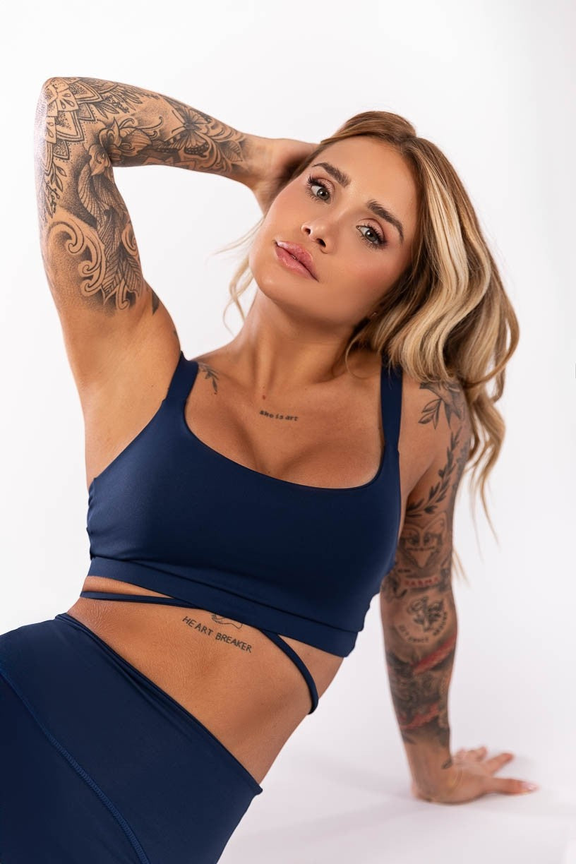 Shorts + Top with Bottom Strap Detail (Navy Blue)