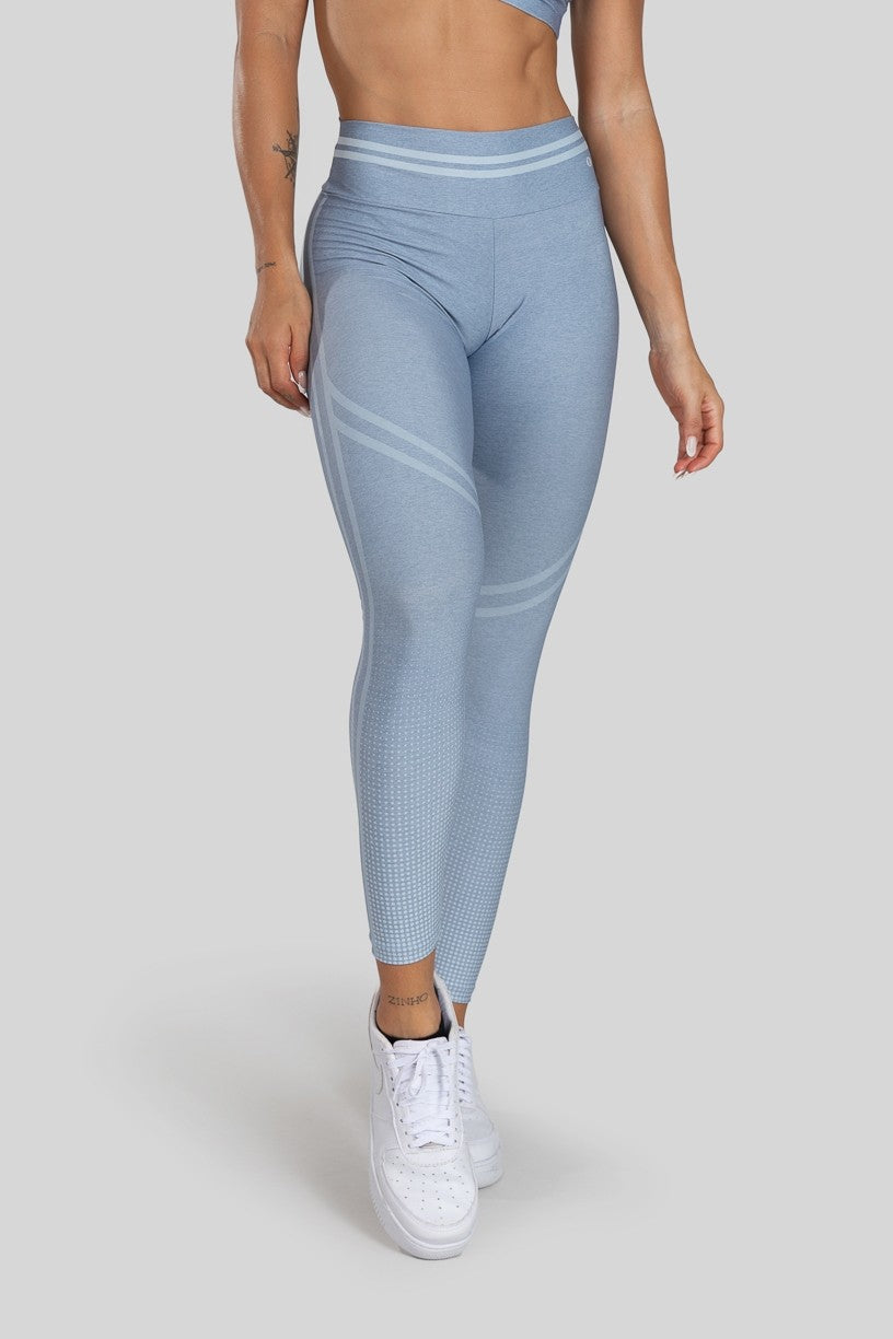Top + Leggings with Double Waistband and Digital Print (Blue Transition)