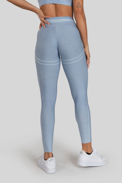Top + Leggings with Double Waistband and Digital Print (Blue Transition)