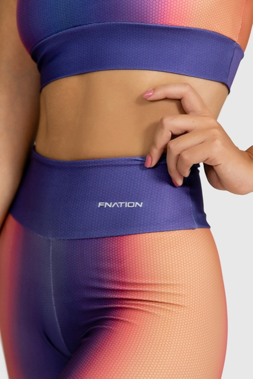 Top + Fitness Leggings with Orange Boreal Digital Print