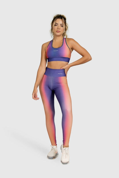 Top + Fitness Leggings with Orange Boreal Digital Print