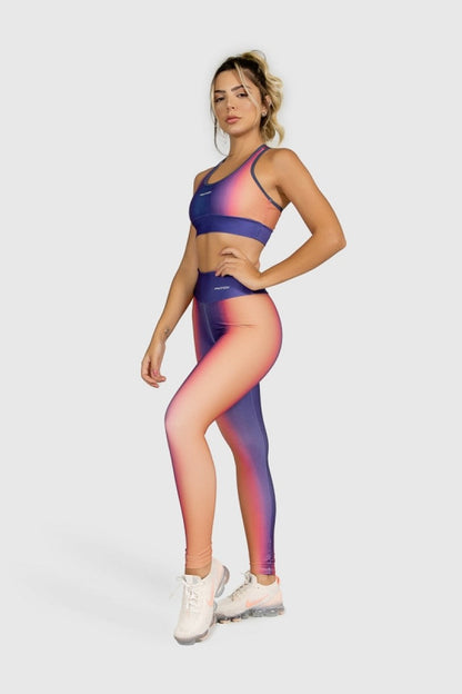 Top + Fitness Leggings with Orange Boreal Digital Print