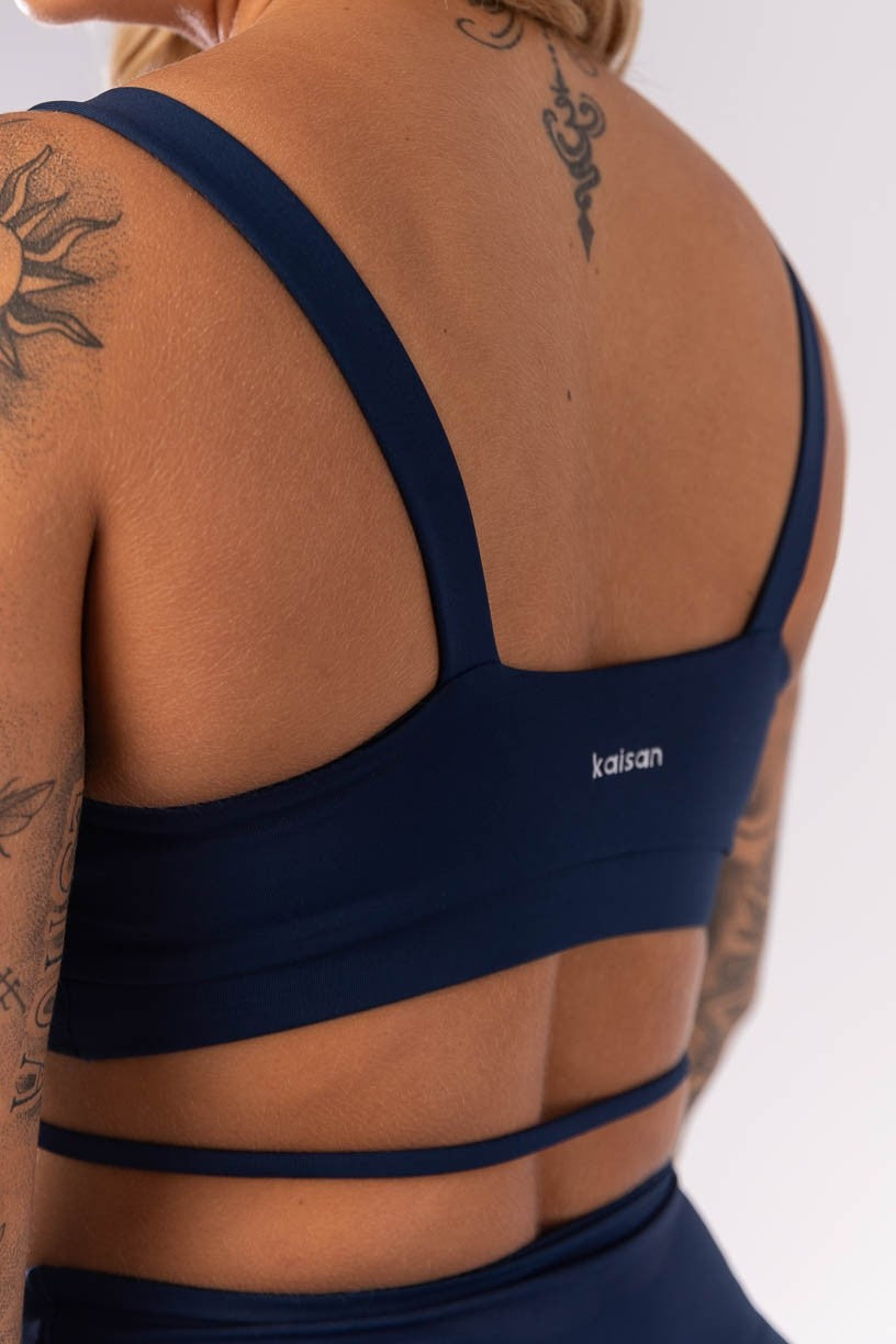 Shorts + Top with Bottom Strap Detail (Navy Blue)