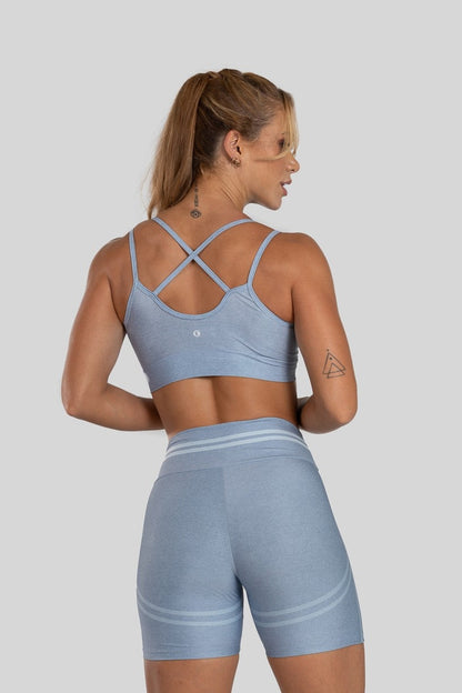 Shorts + Double-Strap Cami Top with Digital Print (Blue Transition)
